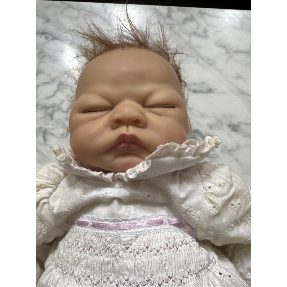 Ashton Drake Galleries ADG Lifelike Sleeping Newborn Baby Doll White Eyelet ROMP